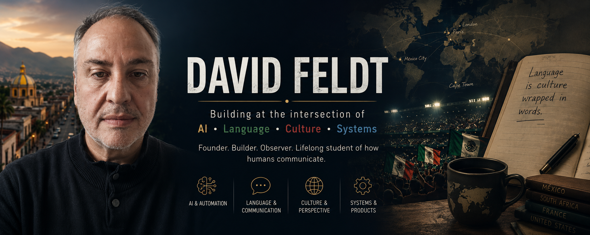 David Feldt | Building at the intersection of AI, Language, Culture and Systems. Founder. Builder. Observer. Lifelong student of how humans communicate.
